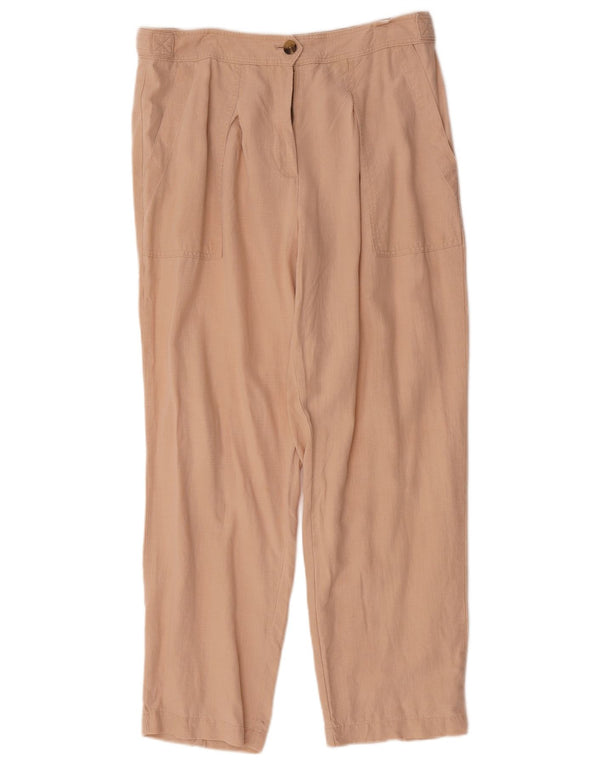 Pantaloni chino a vita alta da donna Marks & Spencer UK 14 Large W34 L29 Beige