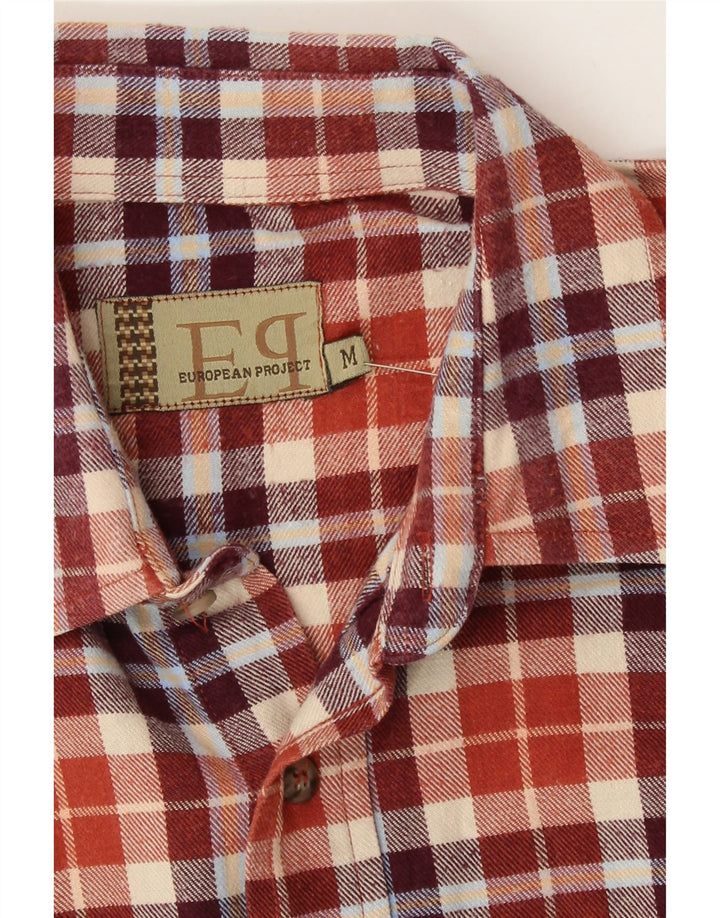 EUROPEAN PROJECT Mens Flannel Shirt Medium Brown Check Cotton Vintage European Project and Second-Hand European Project from Messina Hembry 