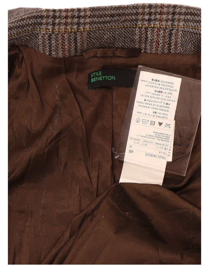 Giacca blazer da donna a 1 bottone BENETTON IT 46 grande pied de poule grigio