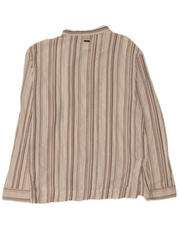 JUST CAVALLI Womens Long Sleeve Blouse Top UK 18 XL Off White Striped