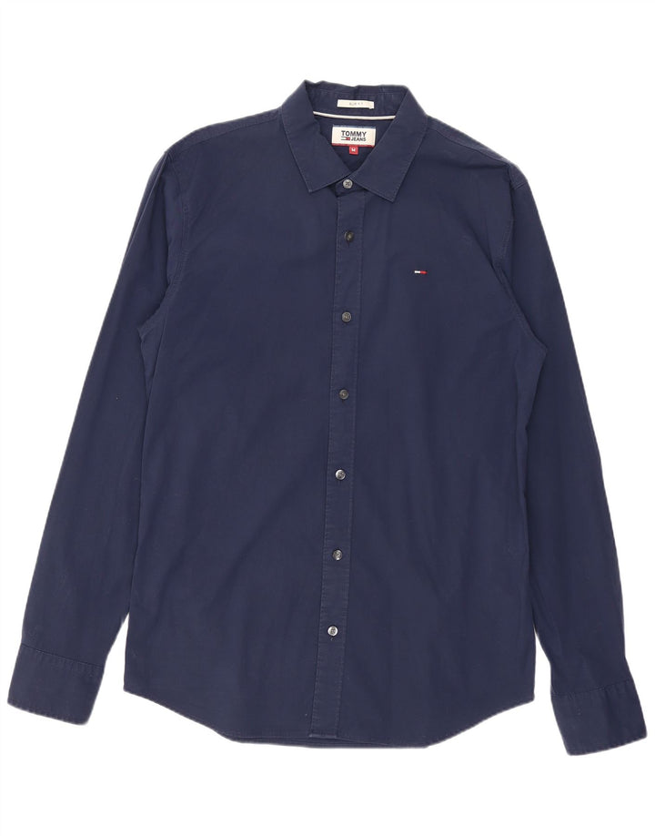 Camicia slim fit da uomo Tommy Hilfiger cotone medio blu navy