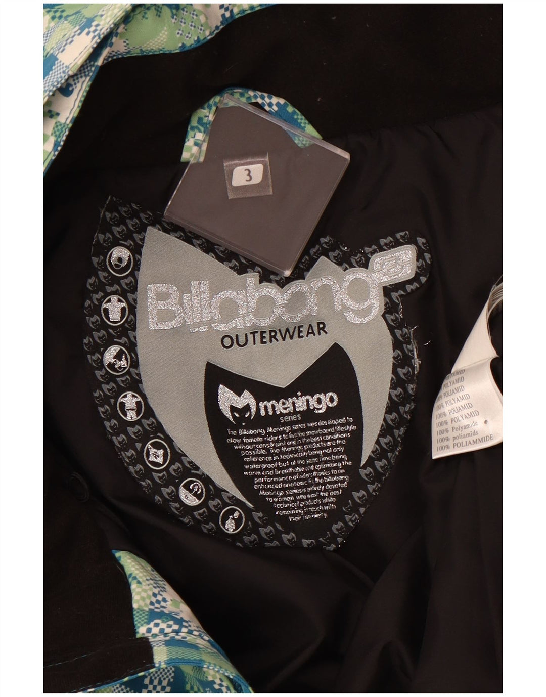 Giacca a vento con cappuccio da donna BILLABONG UK 14 Large Green Check