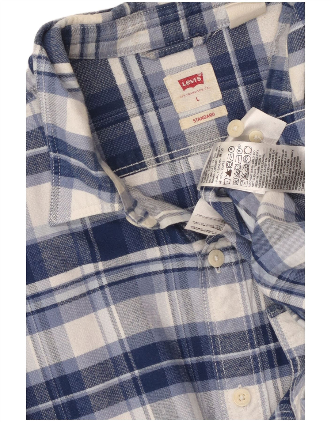 LEVI'S Camicia da uomo in flanella vestibilità standard, cotone a quadri blu grandi