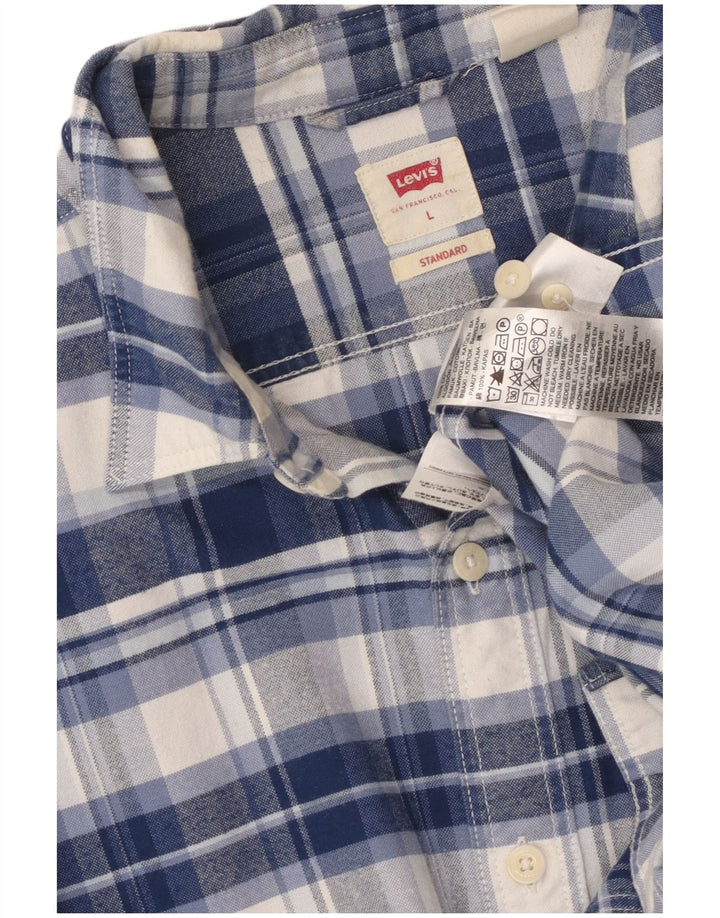 LEVI'S Camicia da uomo in flanella vestibilità standard, cotone a quadri blu grandi