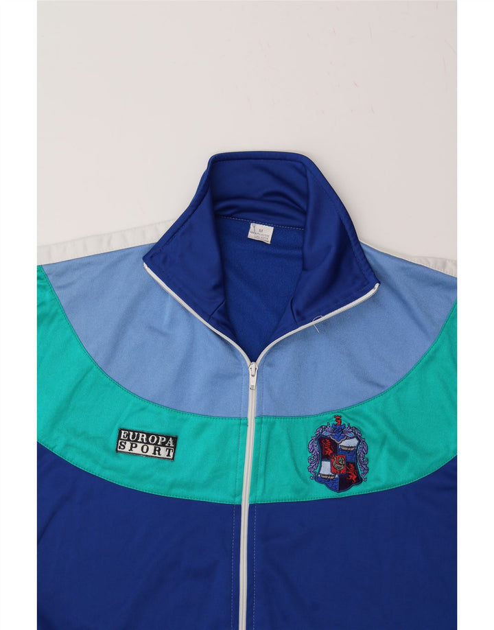 VINTAGE Mens Tracksuit Top Jacket Medium Blue Colourblock Polyester Vintage Vintage and Second-Hand Vintage from Messina Hembry 