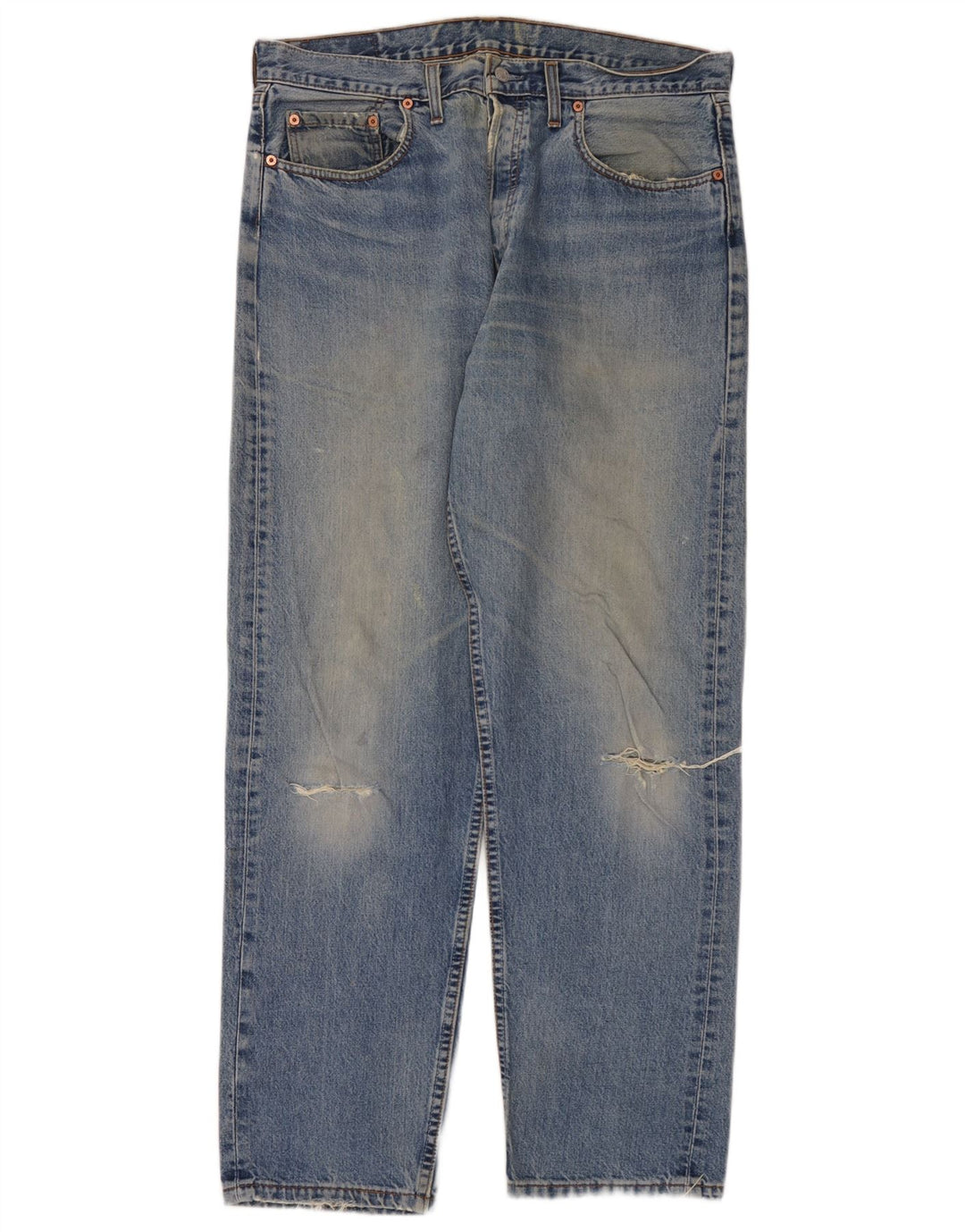 Jeans dritti invecchiati da uomo Levi's W36 L32 in cotone blu