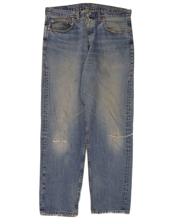 Jeans dritti invecchiati da uomo Levi's W36 L32 in cotone blu