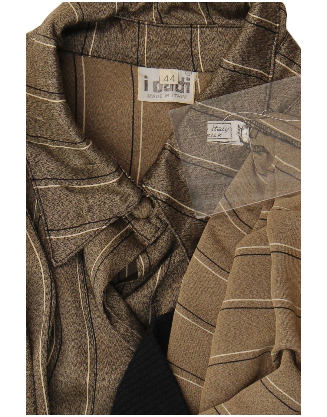 Camicetta oversize militare vintage da donna IT 44 a righe medie color kaki