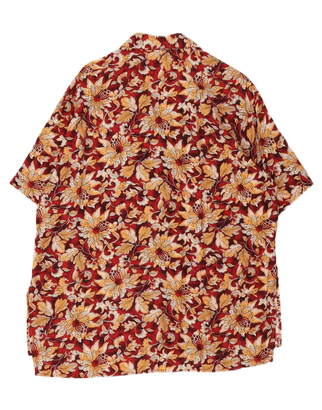 VINTAGE Womens Short Sleeve Shirt UK 14 Medium Red Floral Vintage Vintage and Second-Hand Vintage from Messina Hembry 