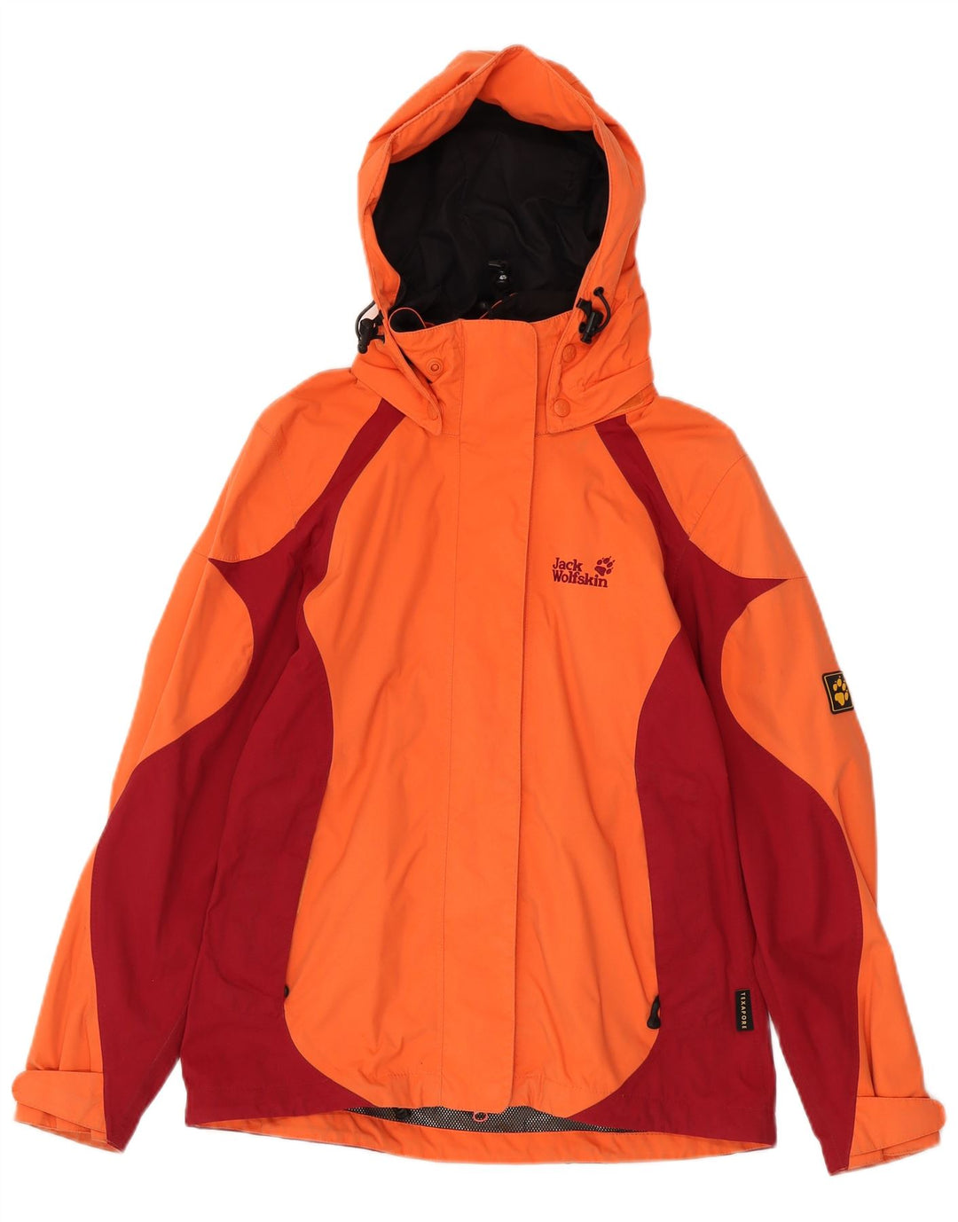 Giacca antipioggia con cappuccio da donna Jack Wolfskin UK 10 Small Orange Colourblock