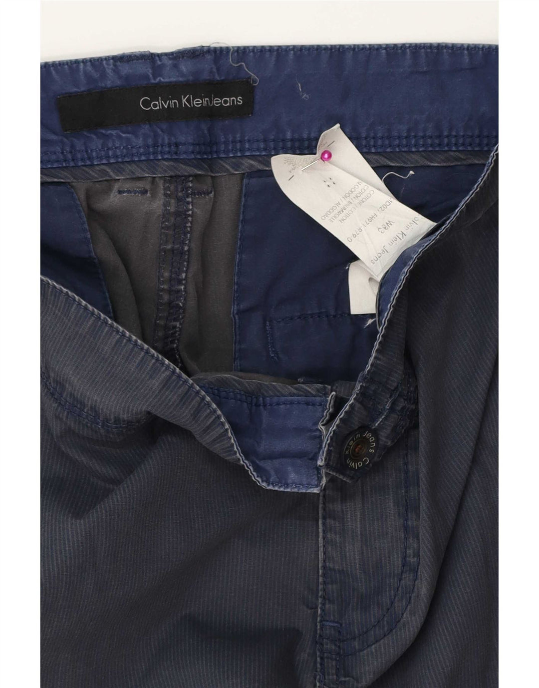 Pantaloncini cargo da uomo Calvin Klein W33 cotone gessato blu navy medio