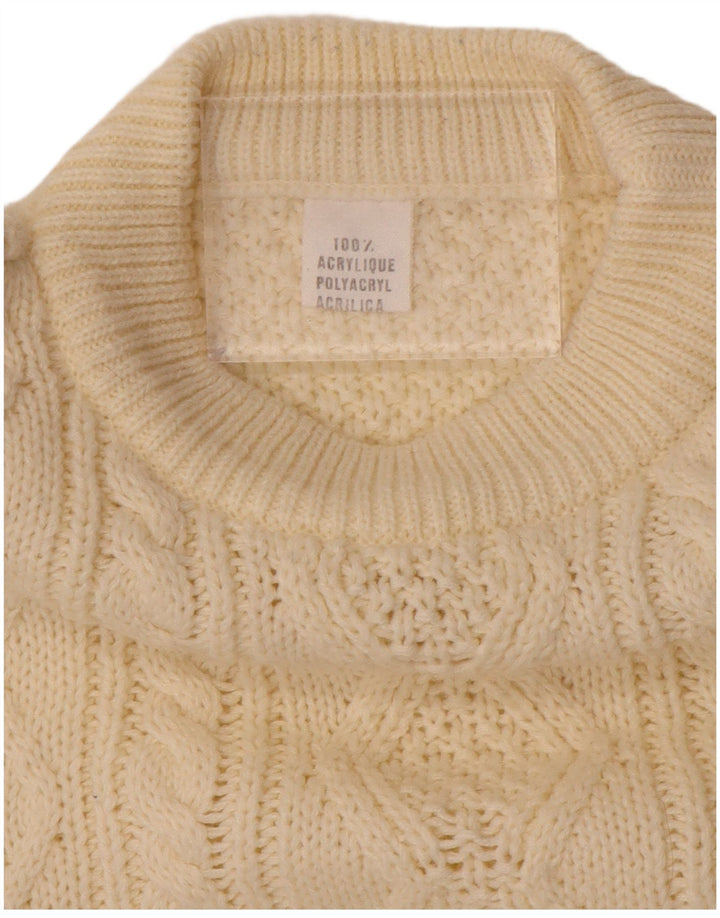 Maglione maglione girocollo da donna VINTAGE UK 20 2XL poliacrilico bianco sporco