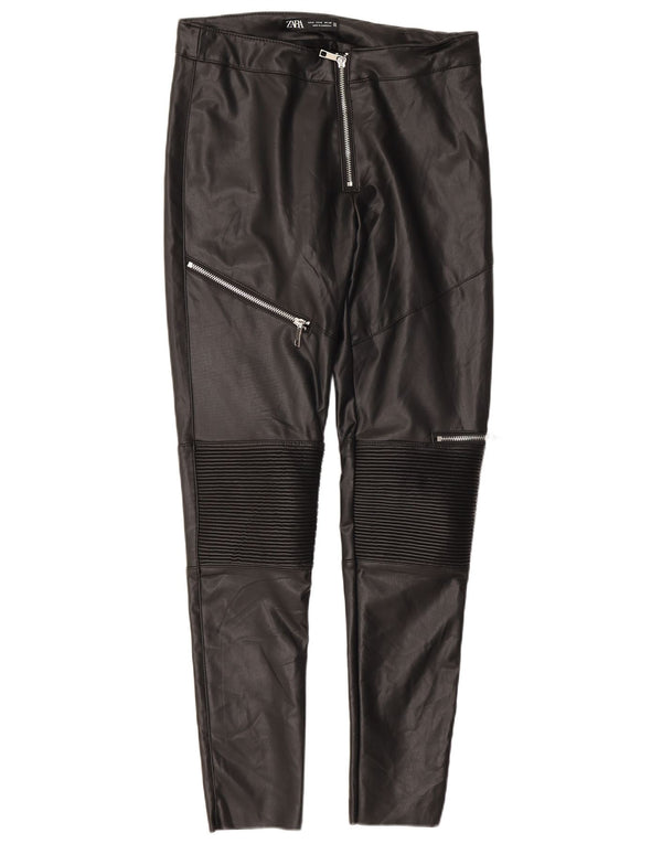 Pantaloni slim da donna in ecopelle Zara da donna medi W28 L27 poliestere nero