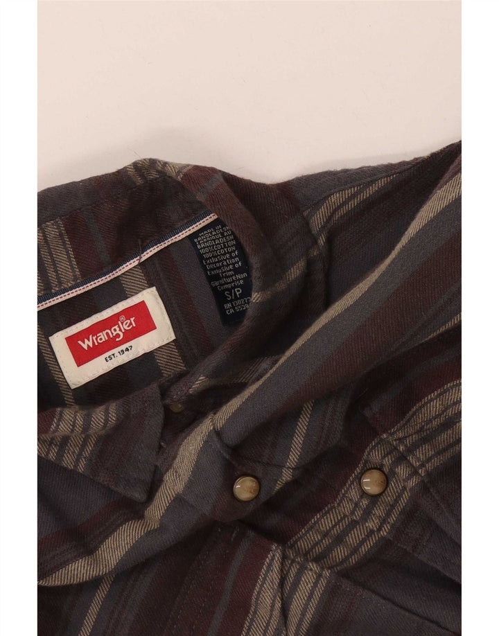 Camicia da uomo in flanella Wrangler piccola in cotone a righe grigie