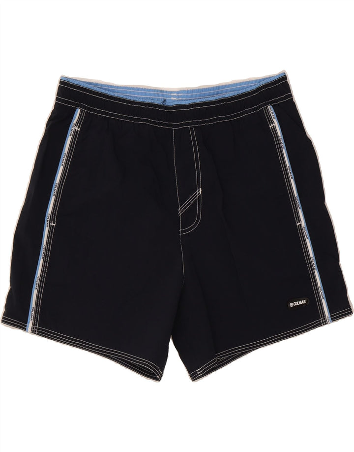 COLMAR Mens Graphic Swimming Shorts IT 50 Large  Navy Blue Nylon Vintage Colmar and Second-Hand Colmar from Messina Hembry 