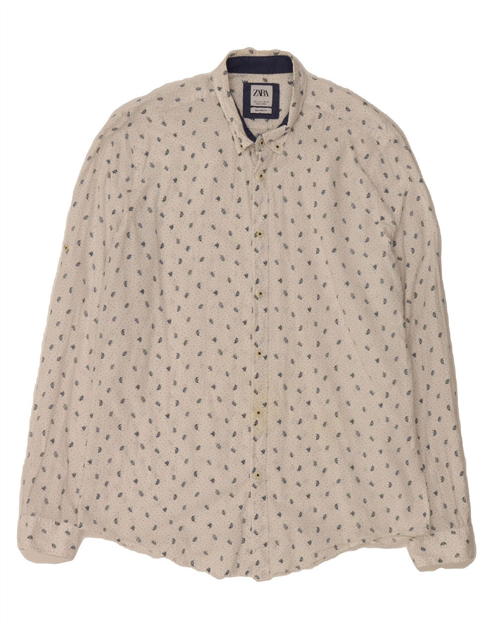 ZARA Mens Relaxed Fit Graphic Shirt Large White Polka Dot Cotton Vintage Zara and Second-Hand Zara from Messina Hembry 