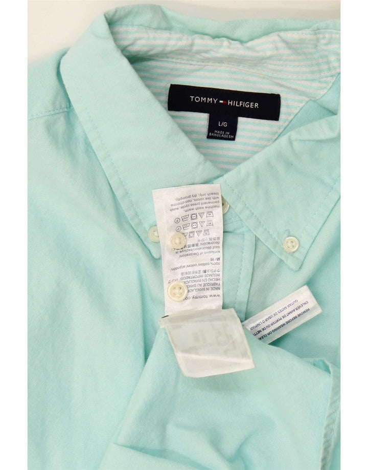 Camicia da uomo Tommy Hilfiger Large in cotone turchese