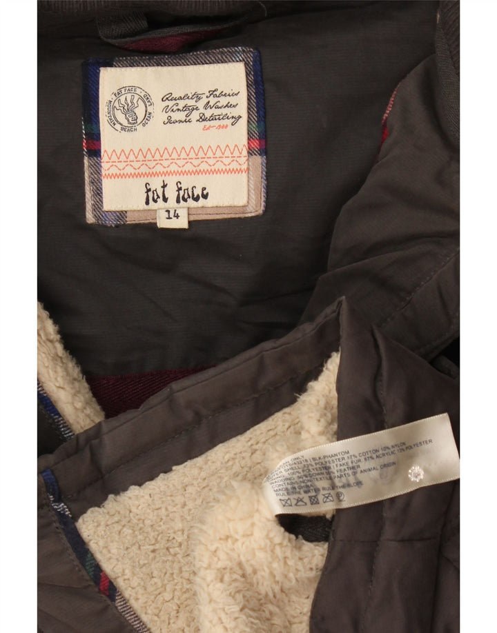 Gilet imbottito con cappuccio da donna Fat Face UK 14 Poliestere grigio medio