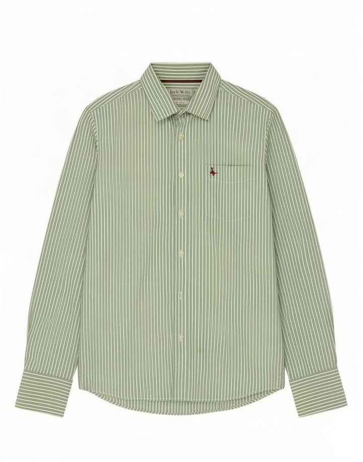 Camicia da uomo Jack Wills in cotone a righe verde medio