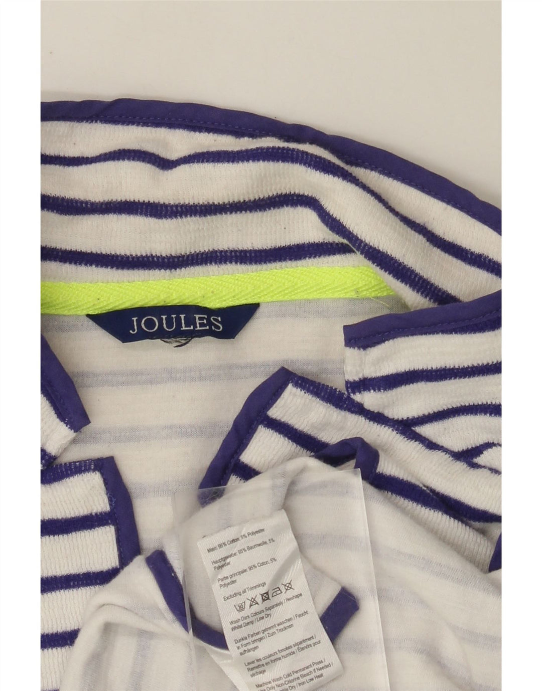 JOULES Maglione cardigan aperto corto da donna UK 8 piccolo cotone a righe bianche