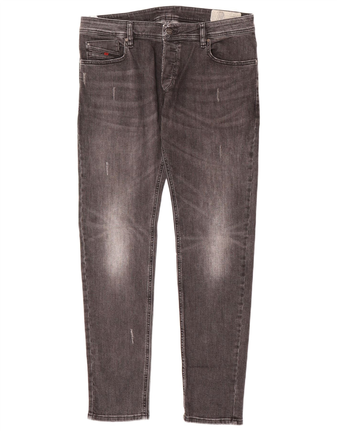 Jeans slim invecchiati da uomo Diesel W36 L32 in cotone grigio