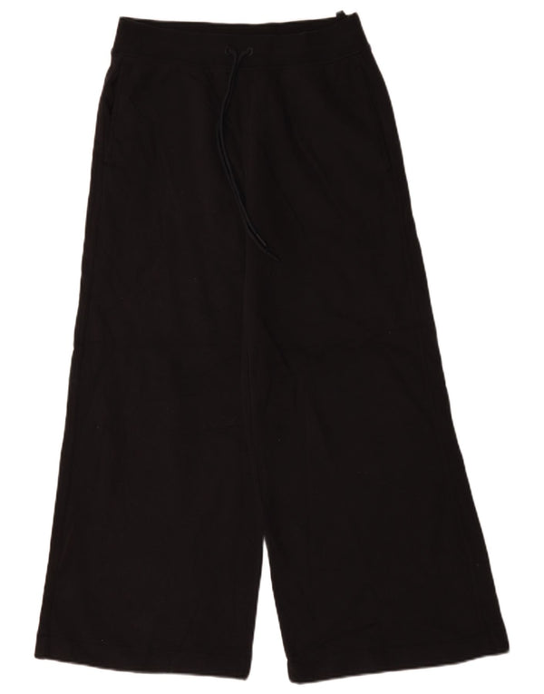 Marks & Spencer Womens Wide Leg Tracksuit Trousers UK 10 Small Black Cotton