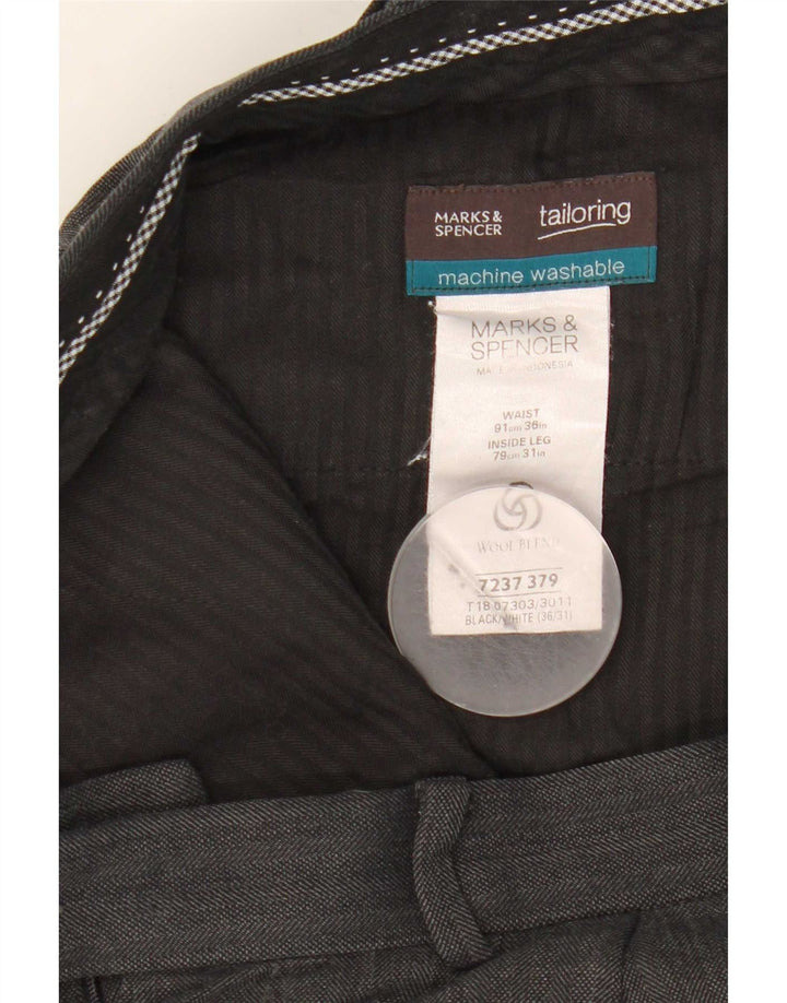 Pantaloni da abito dritti da uomo Marks & Spencer W36 L31 poliestere nero