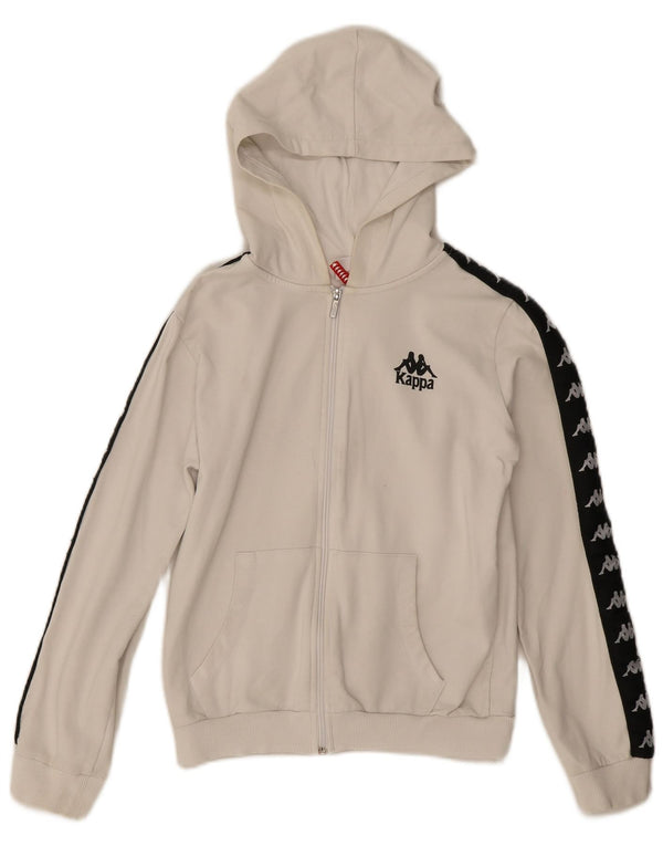 Maglione con cappuccio e zip grafica Kappa per ragazzi 13-14 anni in cotone color block bianco