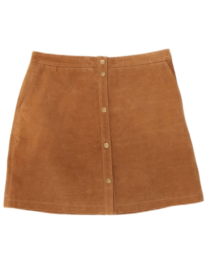 Minigonna vintage da donna in pelle scamosciata media W30 marrone