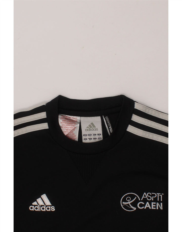 ADIDAS Boys Climawarm Graphic Sweatshirt Jumper 5-6 Years Black Polyester Vintage Adidas and Second-Hand Adidas from Messina Hembry 