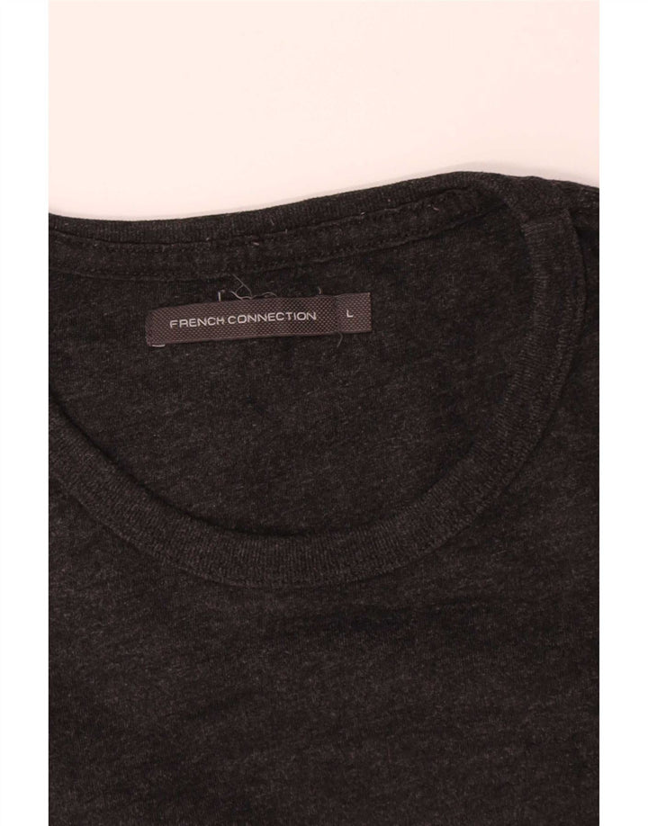French Connection Top da uomo a maniche lunghe in cotone grigio grande
