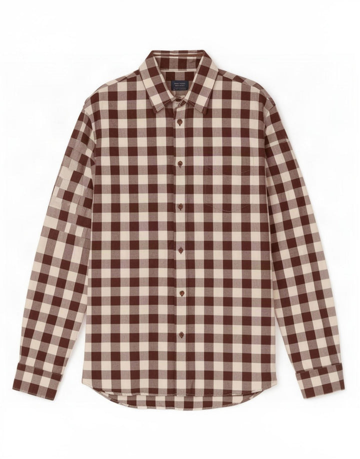 Camicia Zara da uomo slim fit grande a quadretti marroni