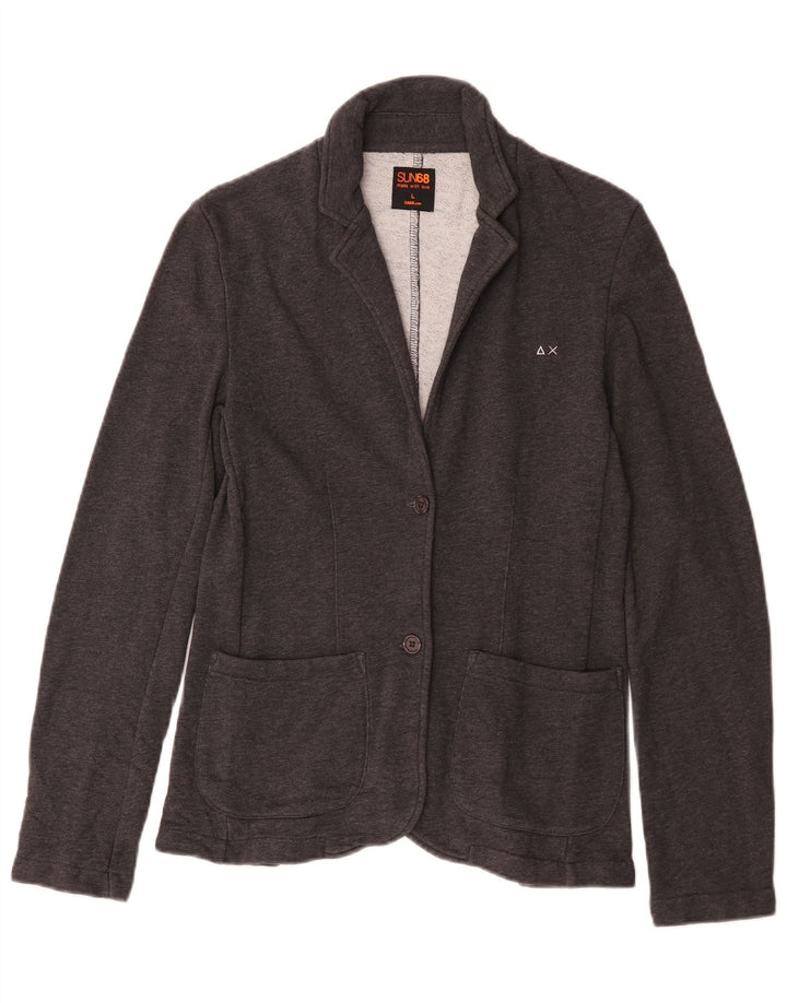 Giacca blazer da donna a 2 bottoni Sun68 UK 14 grande cotone grigio