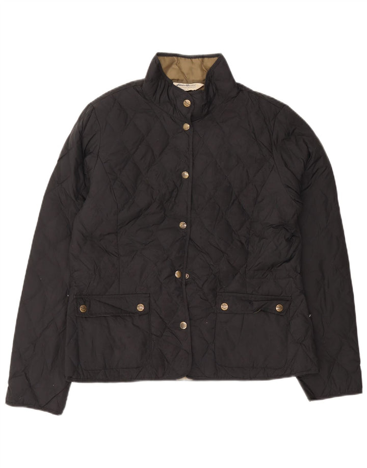 Giacca trapuntata da donna Eddie Bauer UK 14 poliestere nero medio