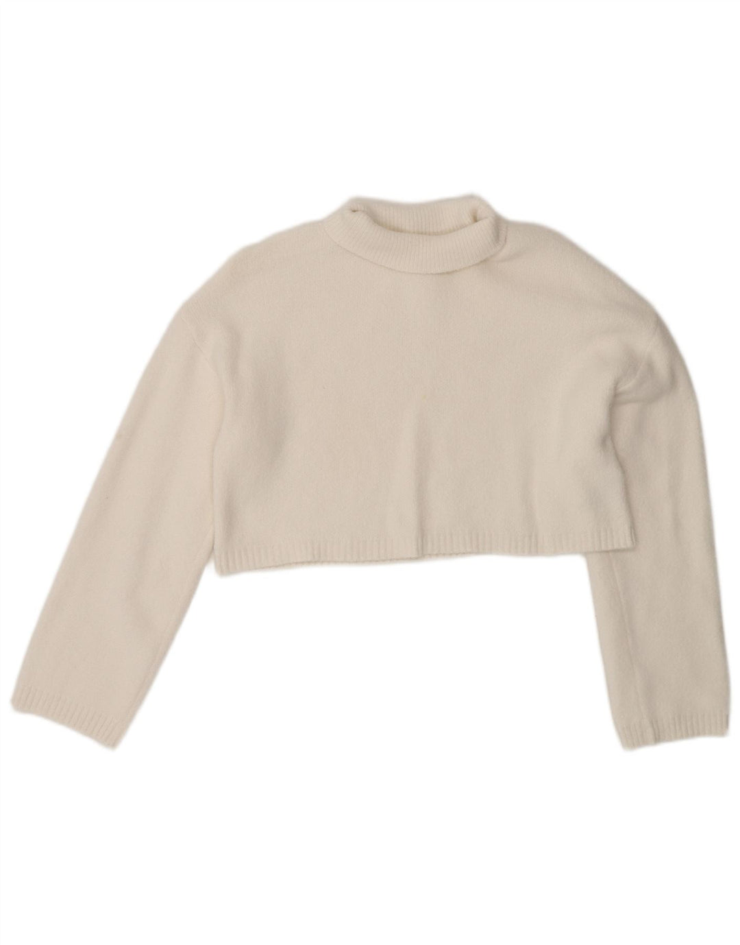 Maglione corto oversize a collo alto da donna Zara UK 10 piccolo bianco