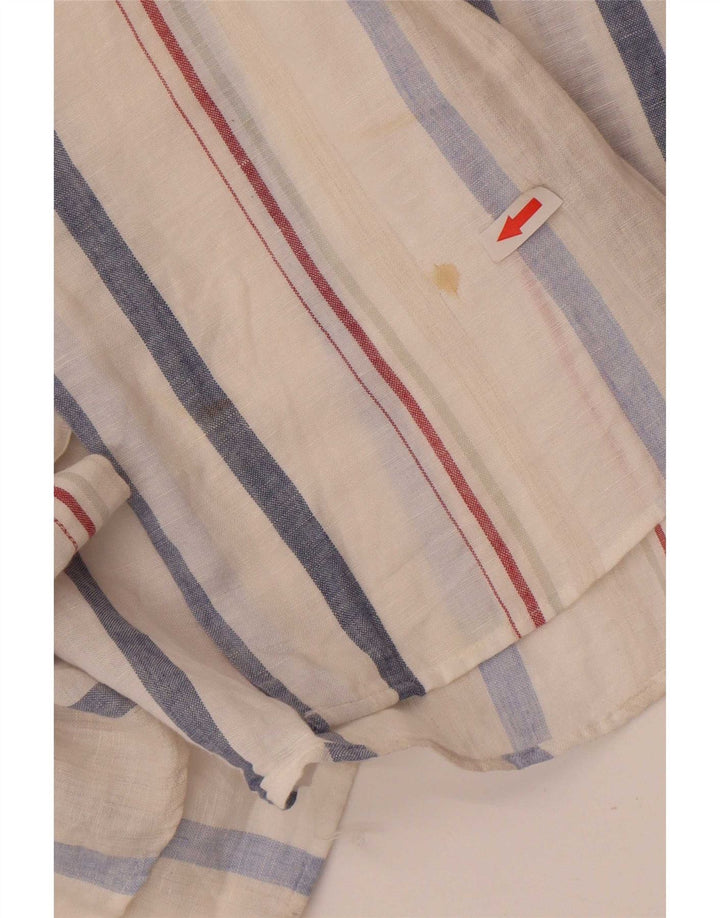 Camicia a maniche corte da uomo Lacoste taglia 42 grande lino a righe bianche