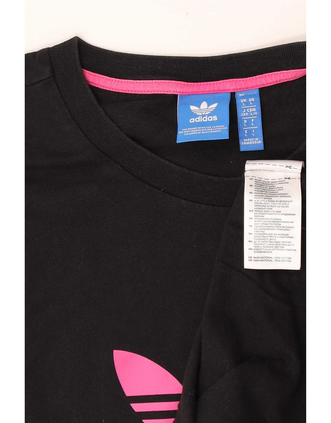 T-shirt grafica da uomo Adidas Top grande in cotone nero