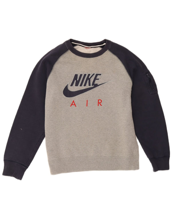 Felpa con grafica Nike da donna, maglione UK 16, grande, cotone color block grigio
