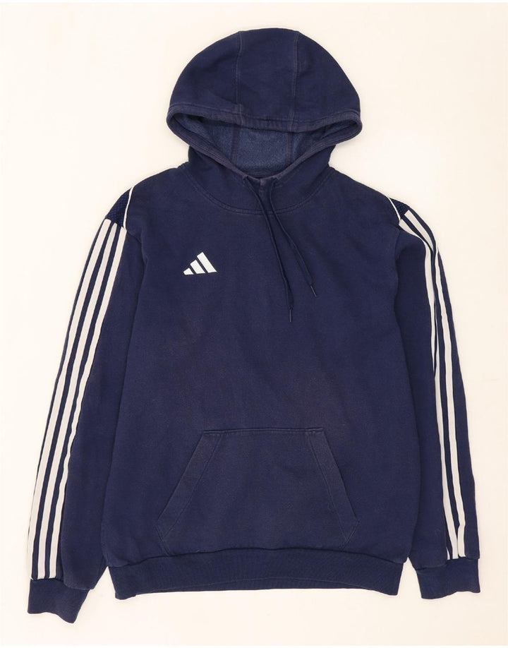 Maglione con cappuccio da uomo ADIDAS medio in cotone blu navy