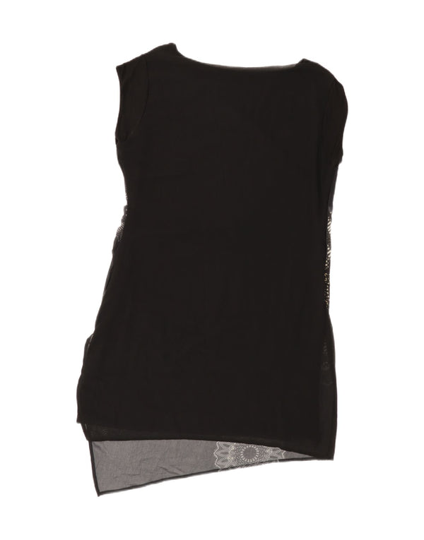 DESIGUAL Womens Asymmetric Sheath Dress EU 46 XL Black Floral Polyester