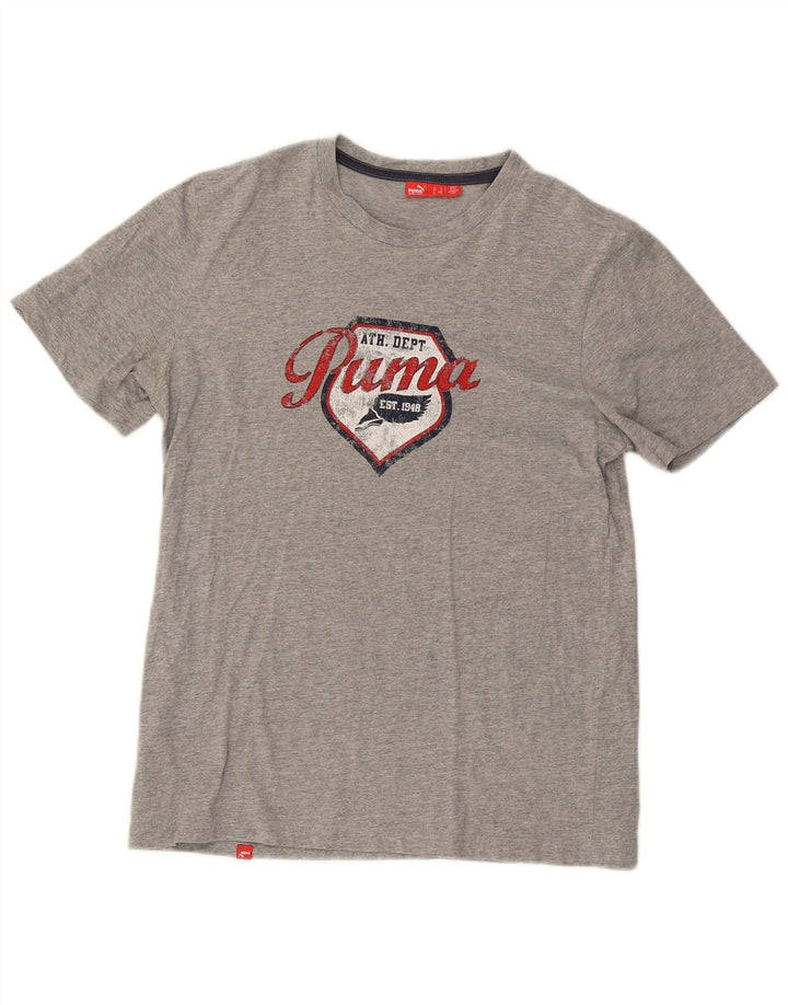T-shirt grafica da uomo Puma Top in cotone grigio medio