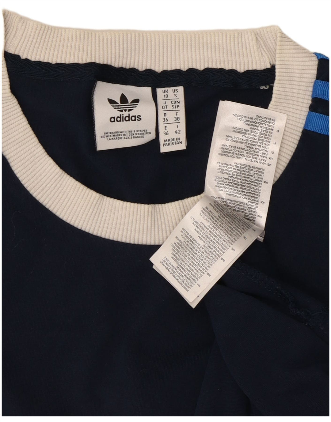 T-shirt da donna ADIDAS Top UK 10 piccola in cotone blu navy