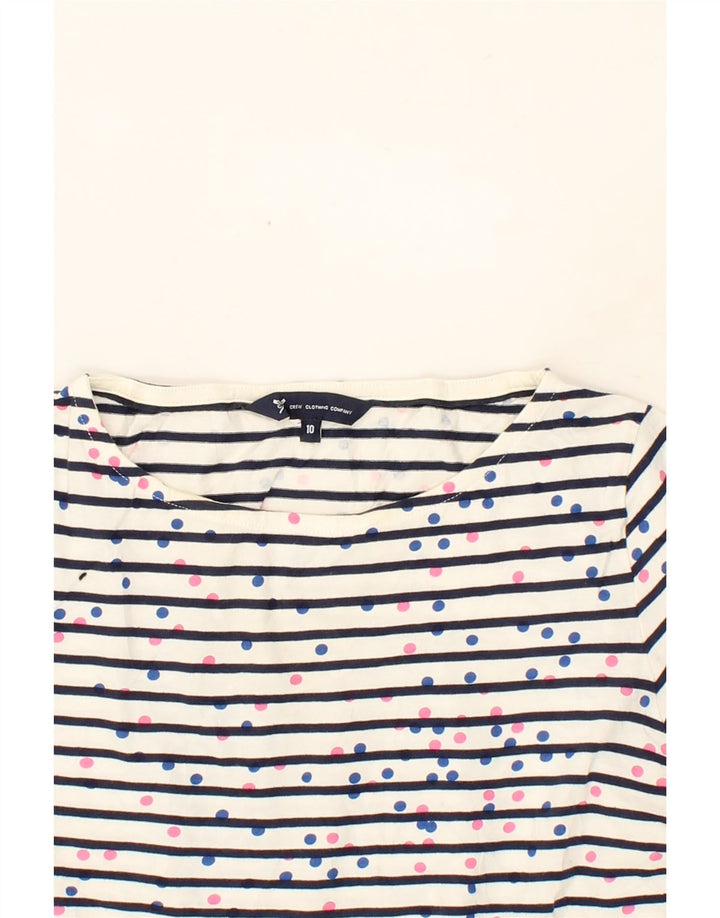 CREW CLOTHING Womens Top 3/4 Sleeve US 10 Large White Spotted Nautical Vintage Crew Clothing and Second-Hand Crew Clothing from Messina Hembry 