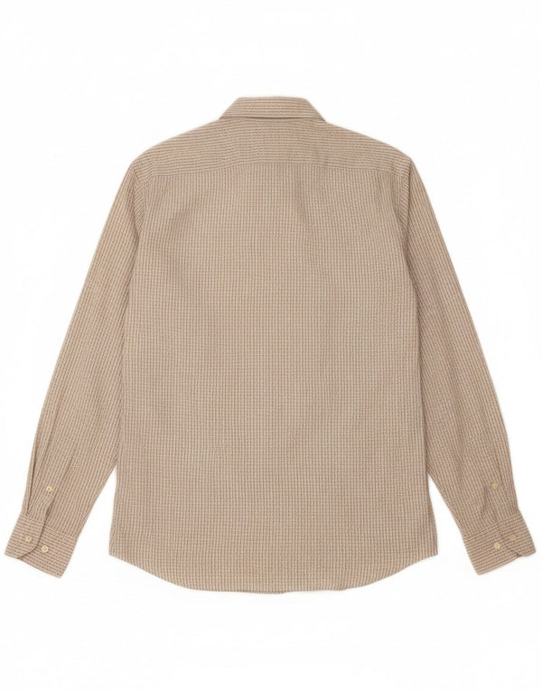 MASSIMO DUTTI Mens Shirt Medium Beige Check Cotton