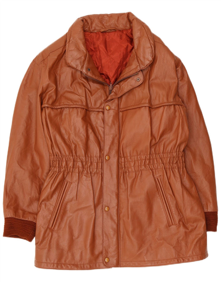 Giacca in pelle vintage da donna UK 10 piccola marrone