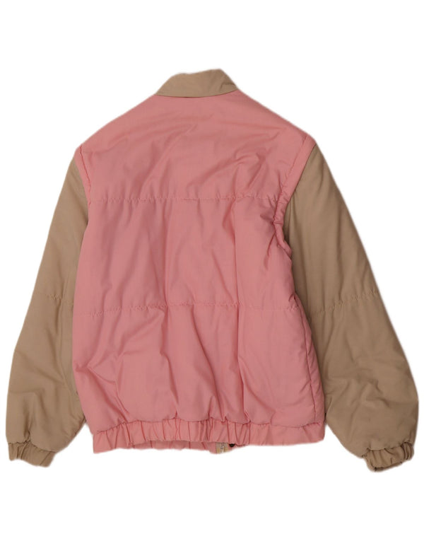 Giacca imbottita vintage da uomo IT 48 in cotone color block rosa medio