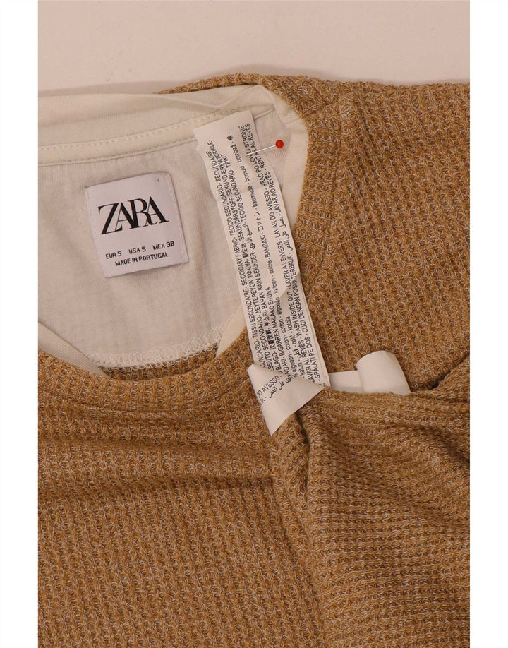 Top Zara da uomo a maniche lunghe piccolo in cotone beige