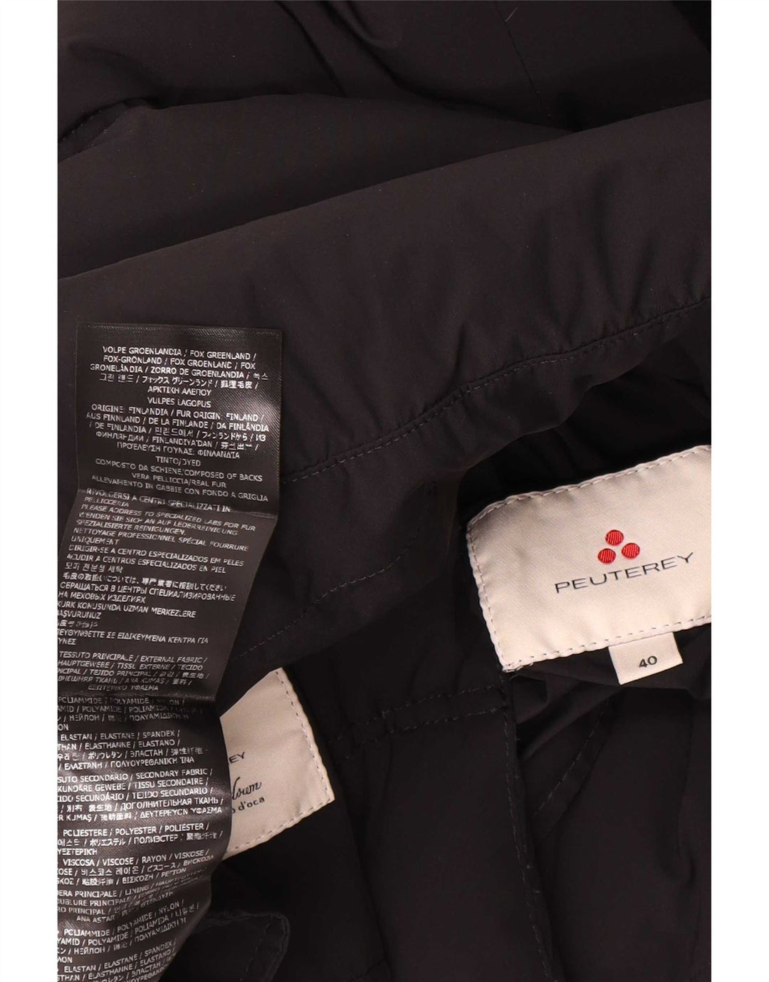 PEUTEREY Giubbotto Imbottito con Cappuccio Donna IT 40 Small Nero Poliammide