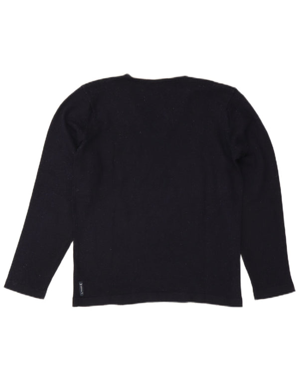 Armani Jeans Maglione da uomo con scollo a V in lana color block medio blu navy