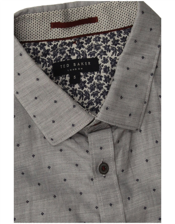 Ted Baker Camicia a maniche corte da uomo Taglia 5 XL Cotone maculato grigio
